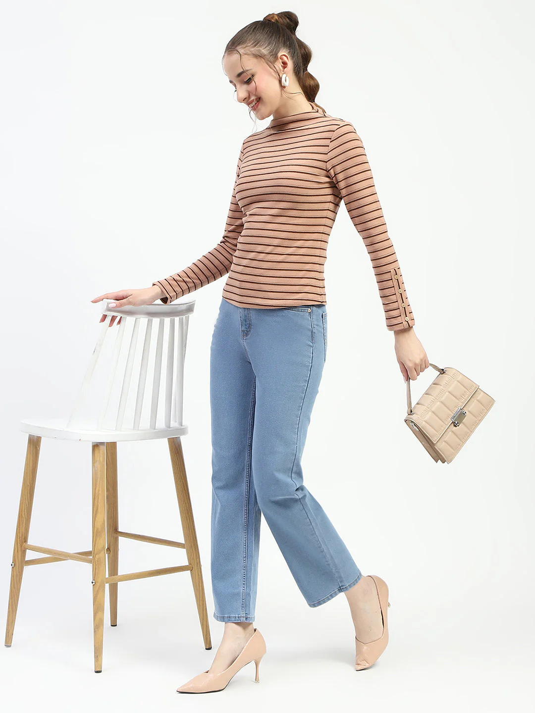 Madame Light Blue Straight Fit Cotton Denim Jeans