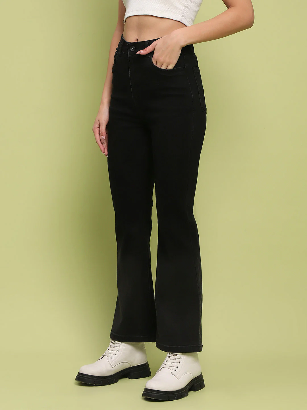 Madame Cotton Blend Black Flared Denim Jeans - Image 5