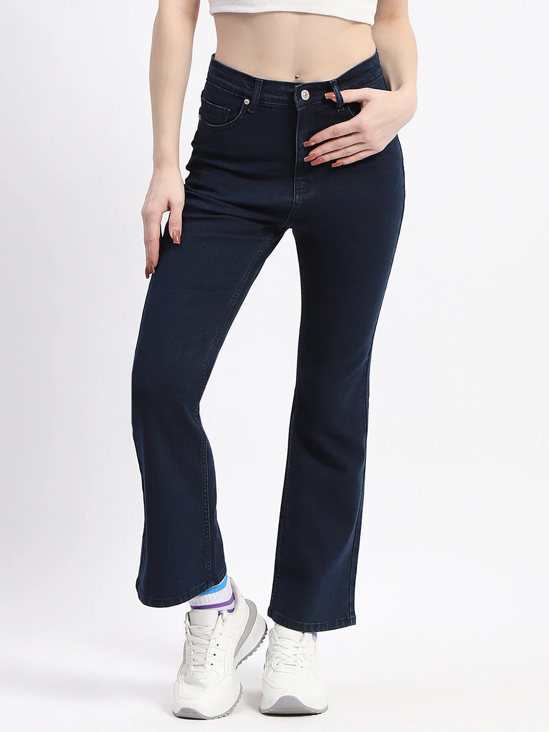 Madame Straight-Fit Dark Blue Cotton Denim Jeans - Image 2
