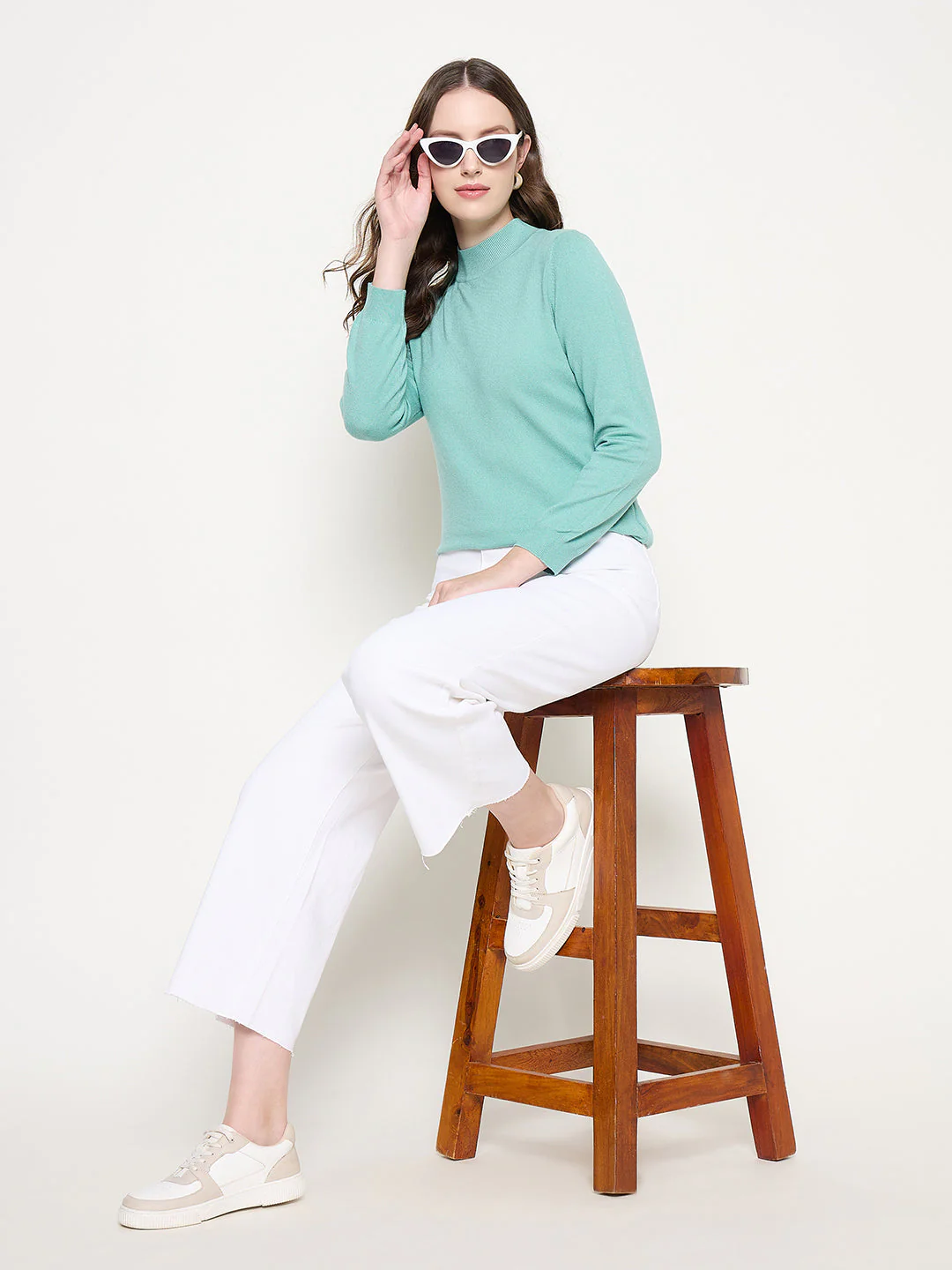 Madame White Wide Leg Cotton Blend Denim