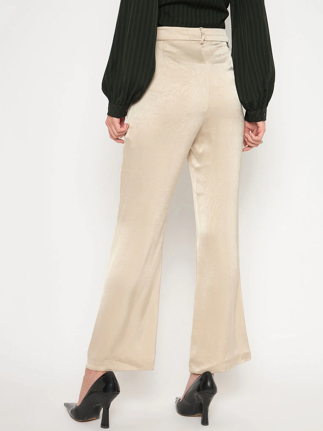 Madame Straight Fit Solid Beige Trousers - Image 6