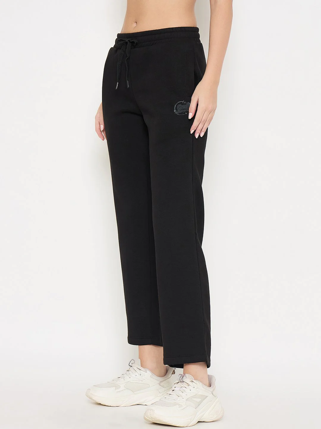 Madame Typography Print Black Cotton Blend Track Bottoms - Image 5