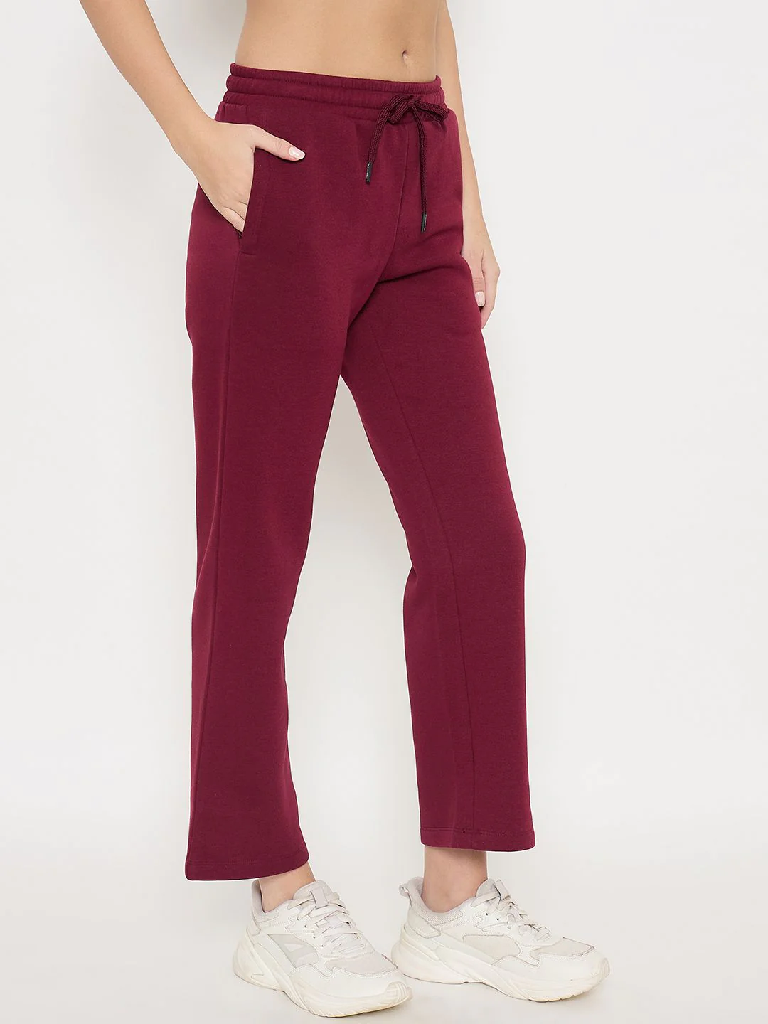 Madame Typography Print Wine Red Cotton Blend Track Bottoms - Image 4
