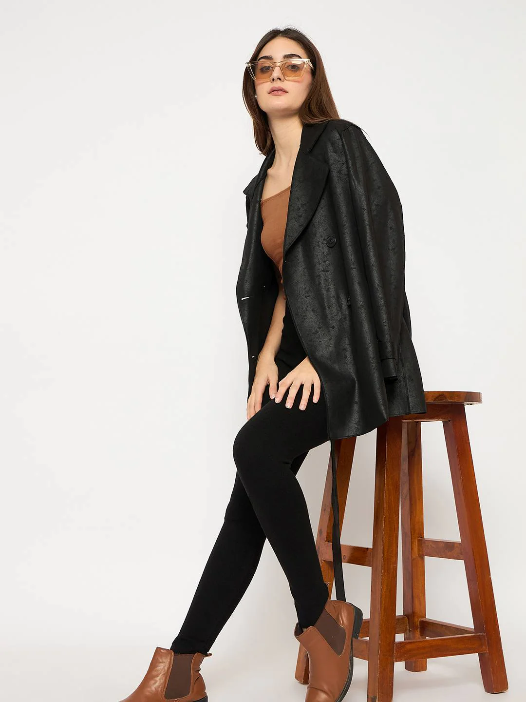 Madame Skinny Fit Solid Black Tights - Image 7