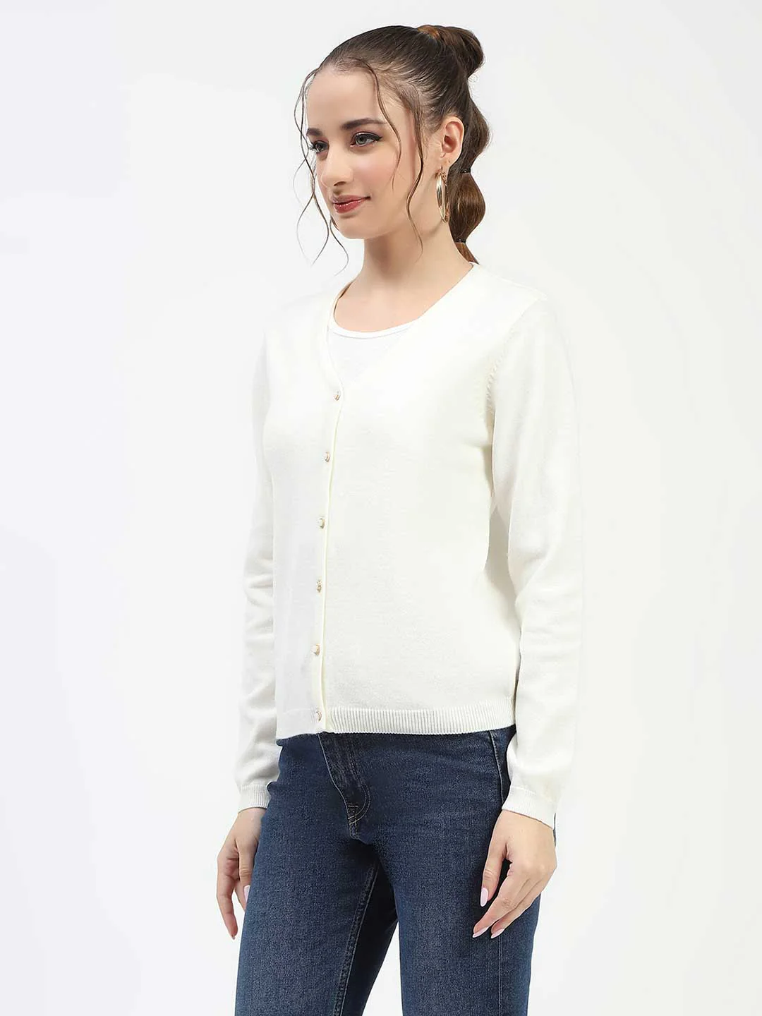 Madame Off White Button-Up Cardigan - Image 4