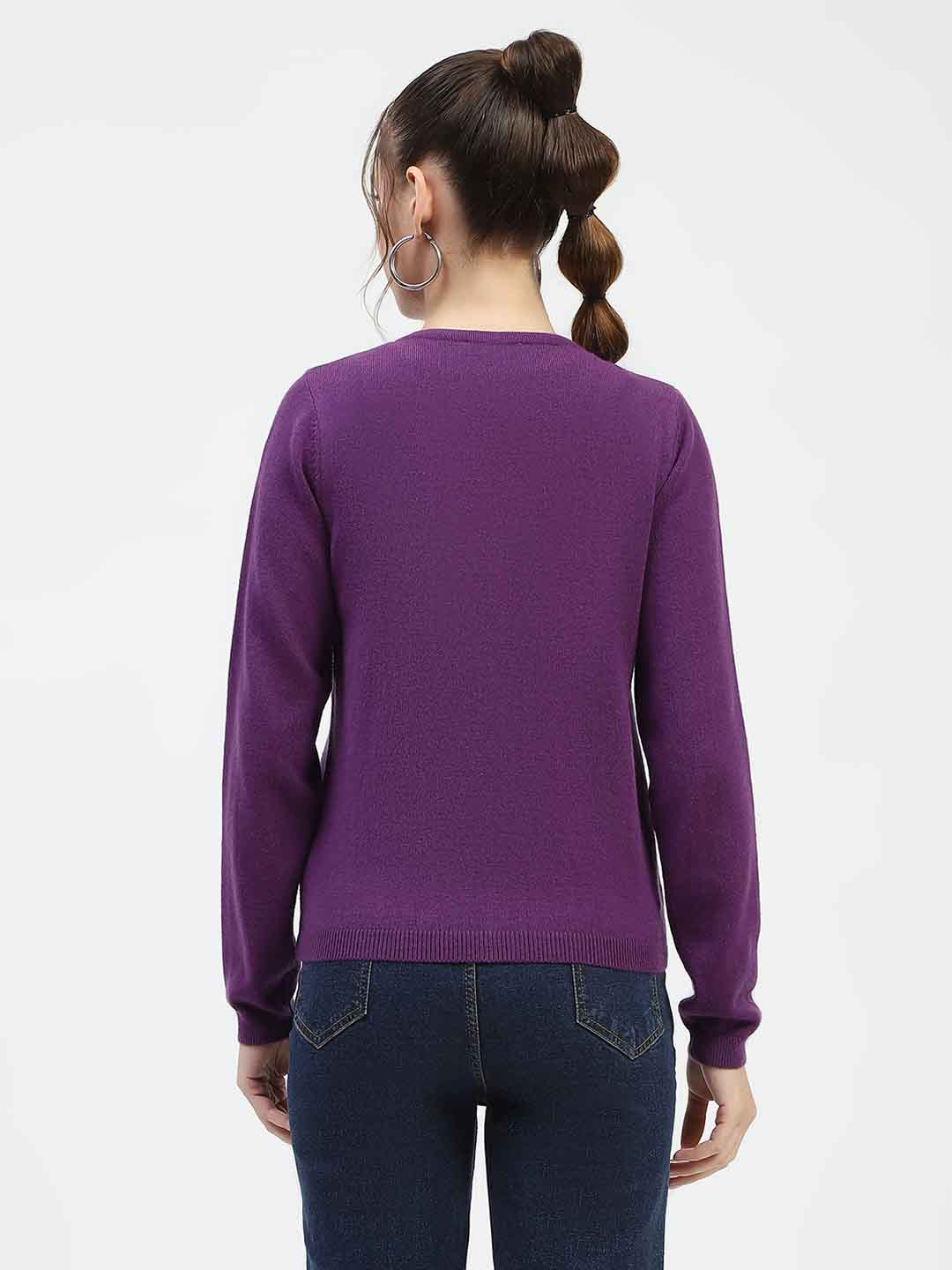 Madame V-Neckline Button-Up Plum Cardigan - Image 5