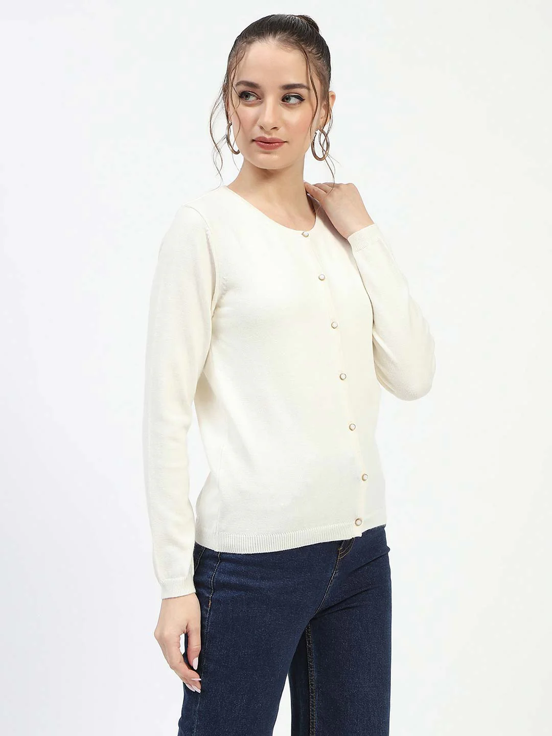 Madame Off-White Button-Up Cardigan - Image 3