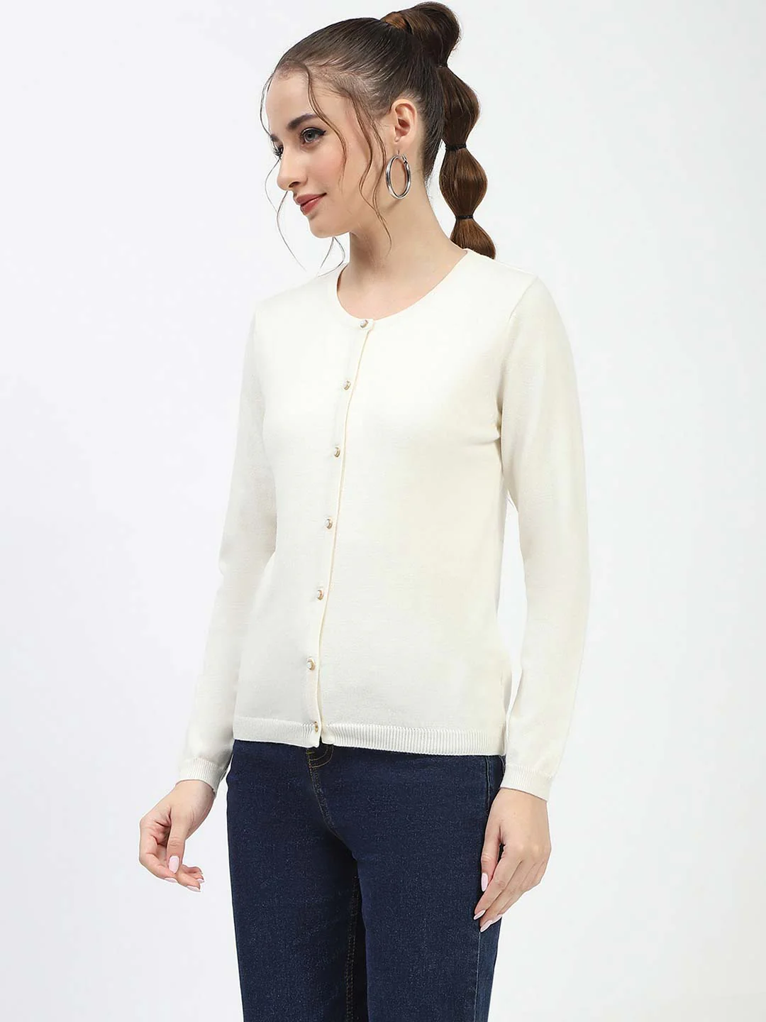 Madame Off-White Button-Up Cardigan - Image 4