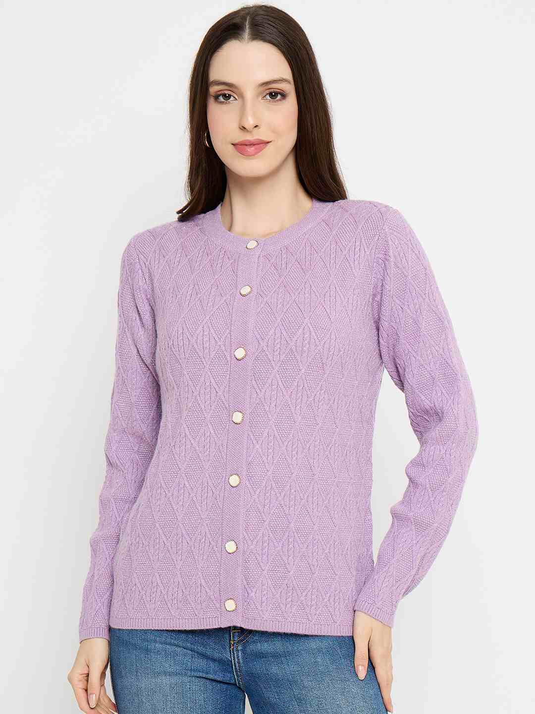 Madame Cable Knit Lilac Cardigan - Image 3