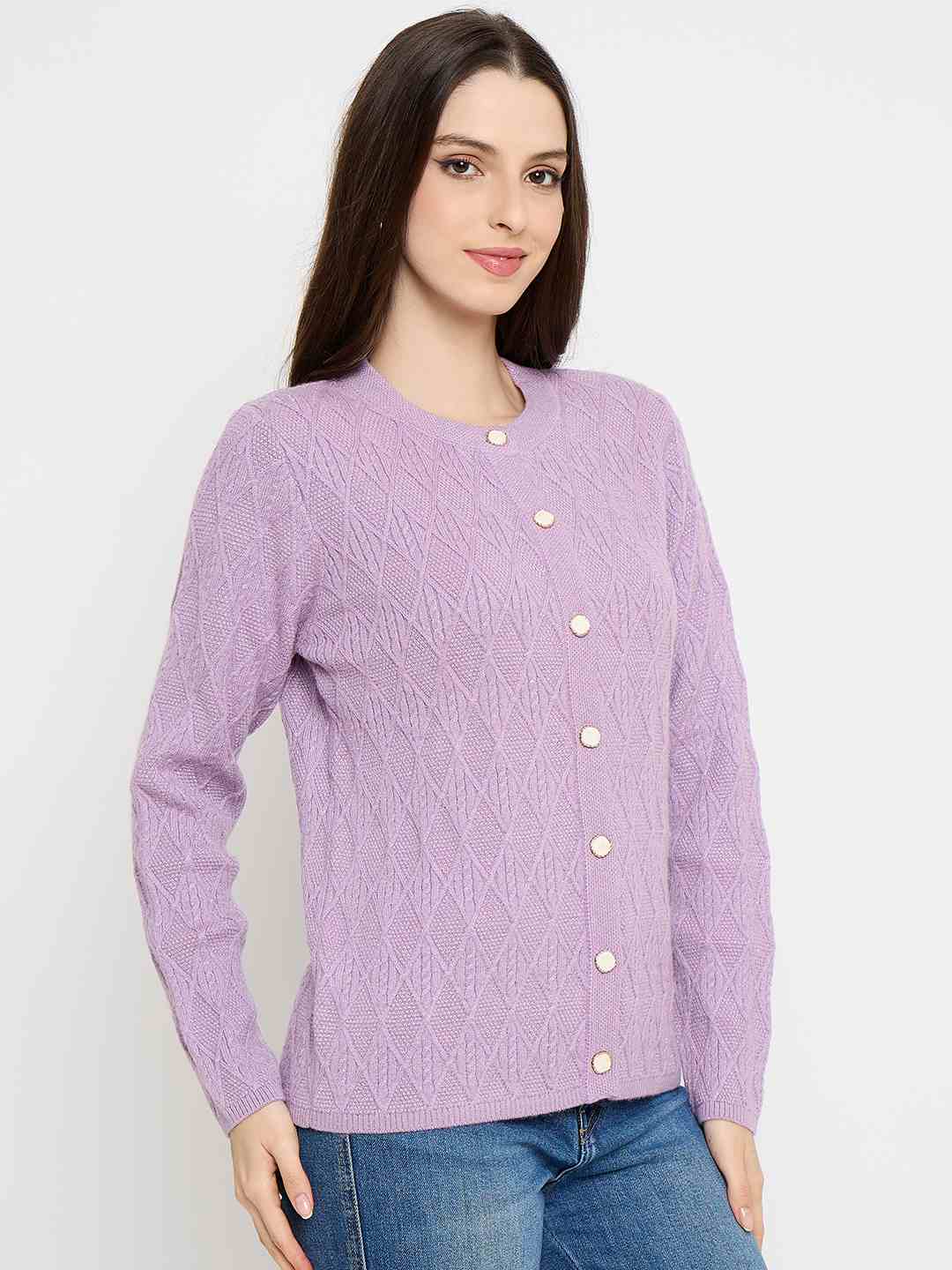 Madame Cable Knit Lilac Cardigan - Image 4
