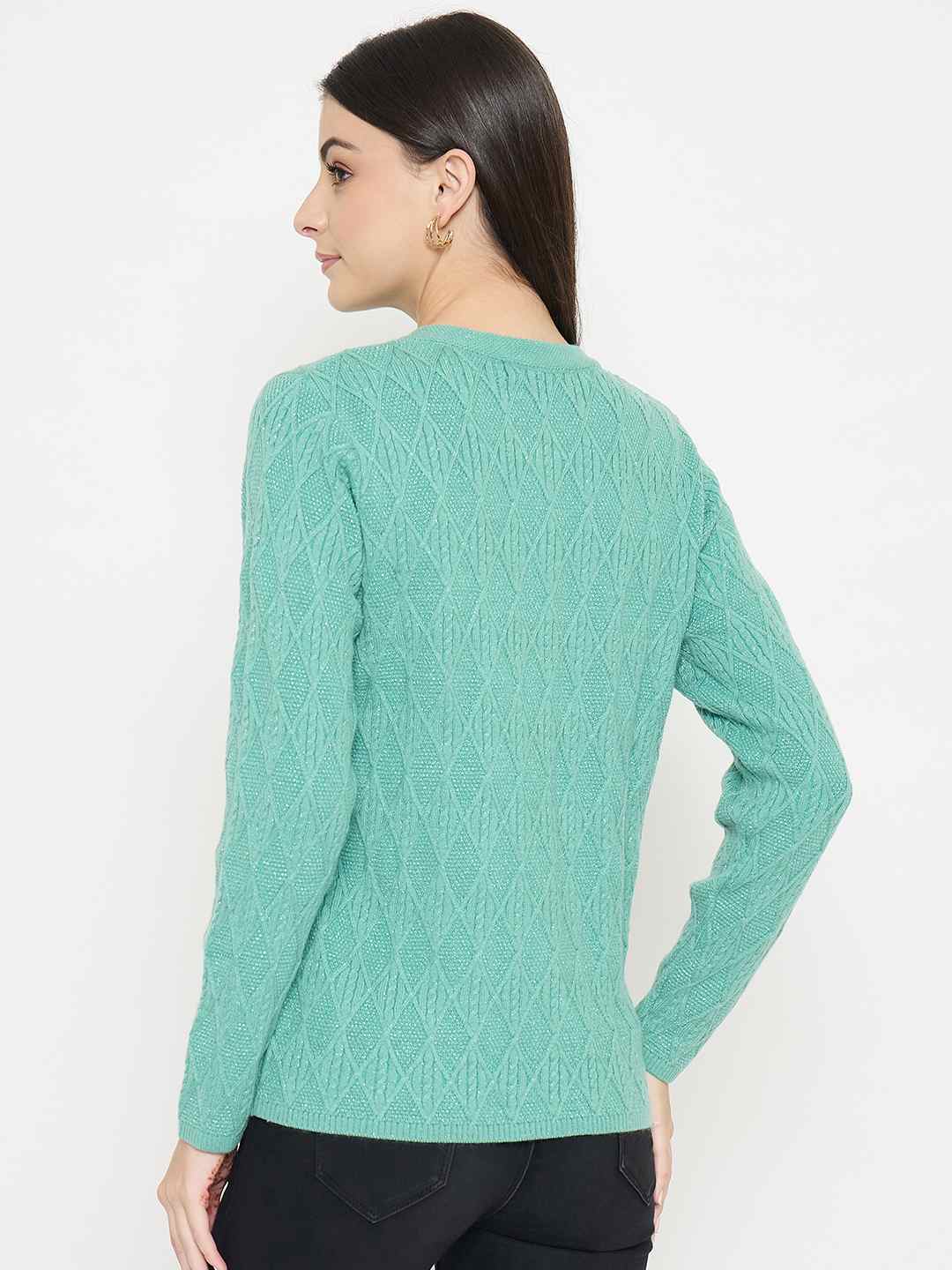 Madame Cable Knit Sea Green Cardigan - Image 6