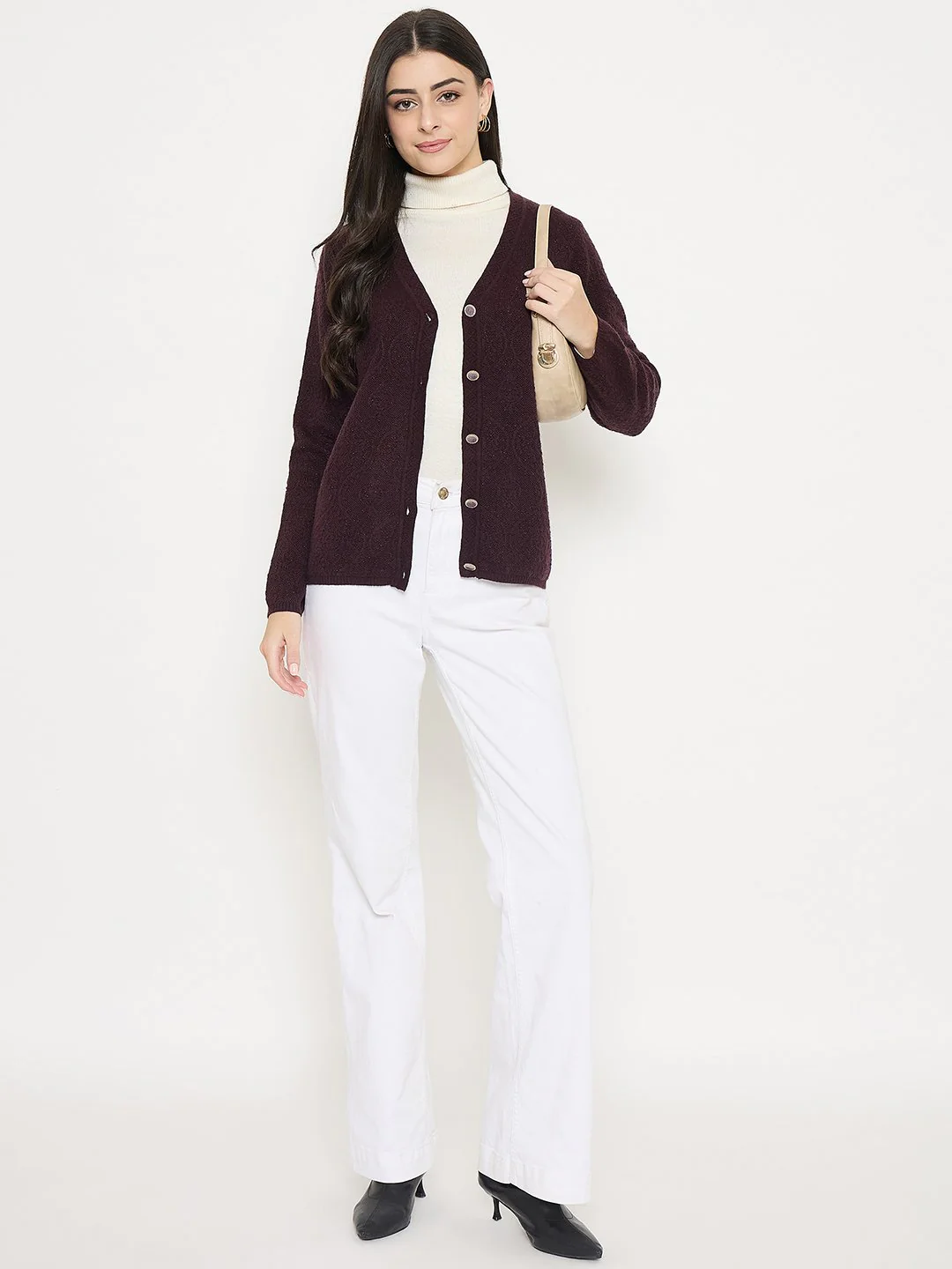 Madame Cable Knit Brown Cardigan - Image 2