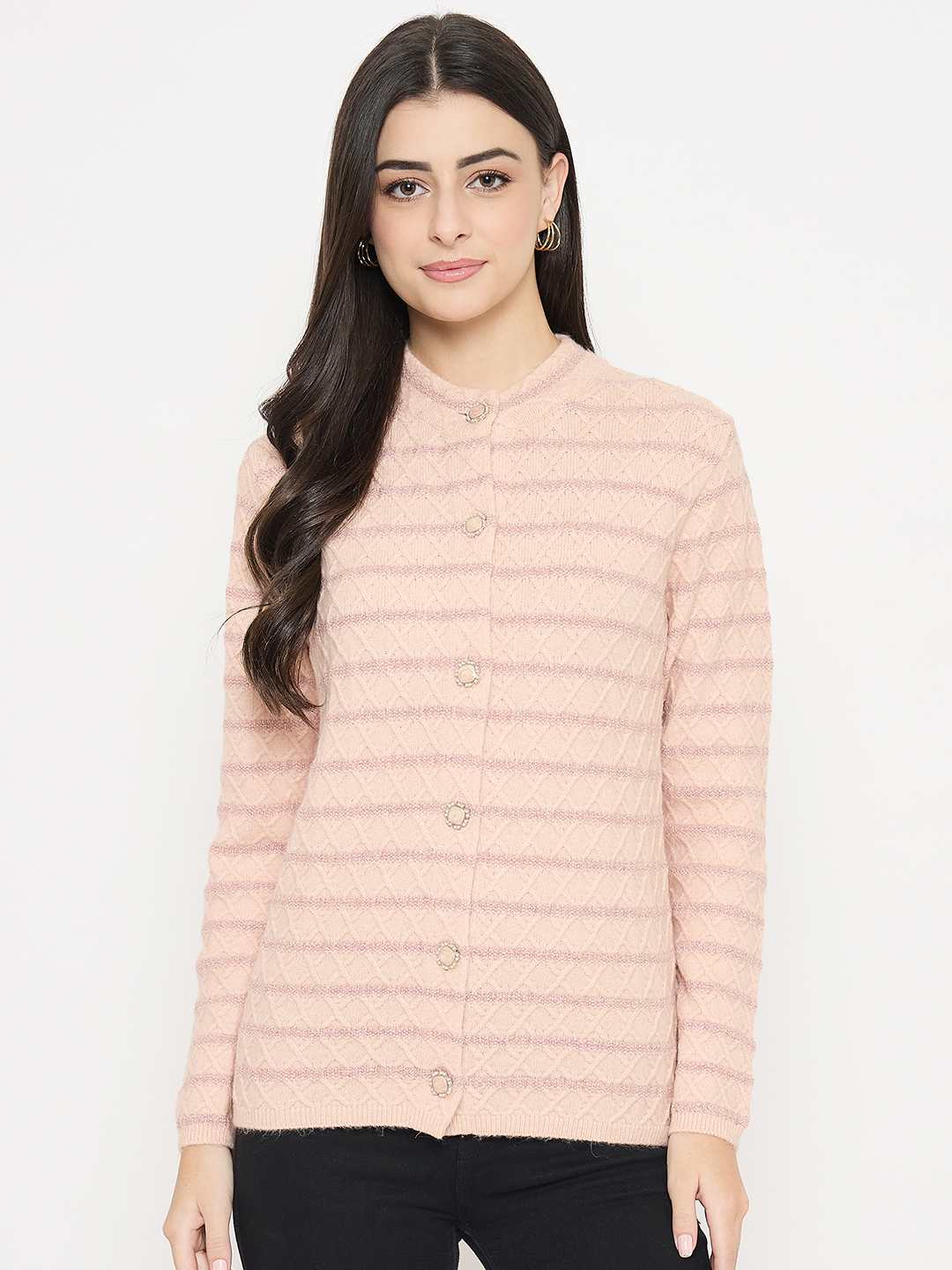 Madame Striped Peach Cardigan - Image 3