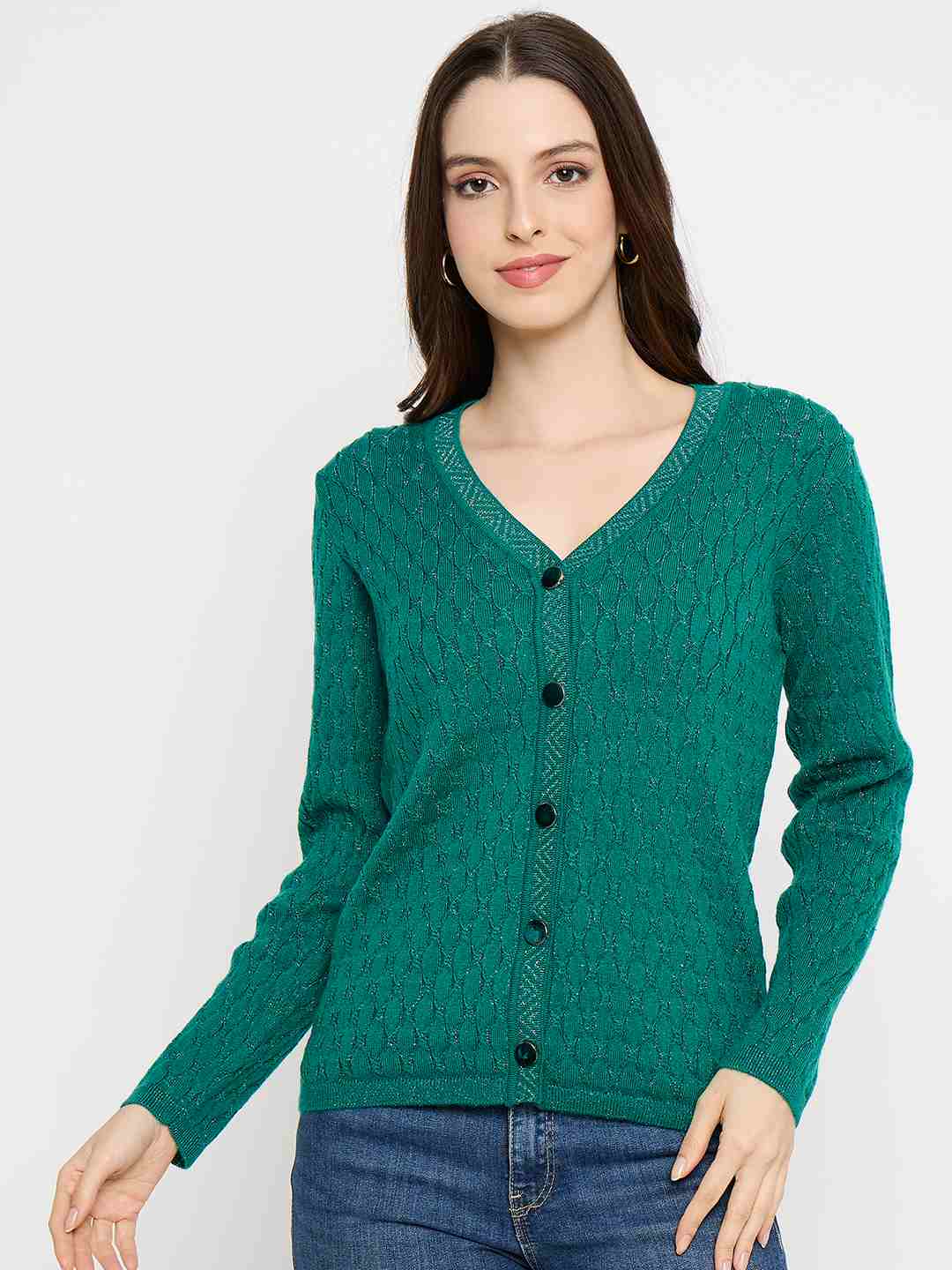 Madame Cable Knit Emerald Green Cardigan - Image 3