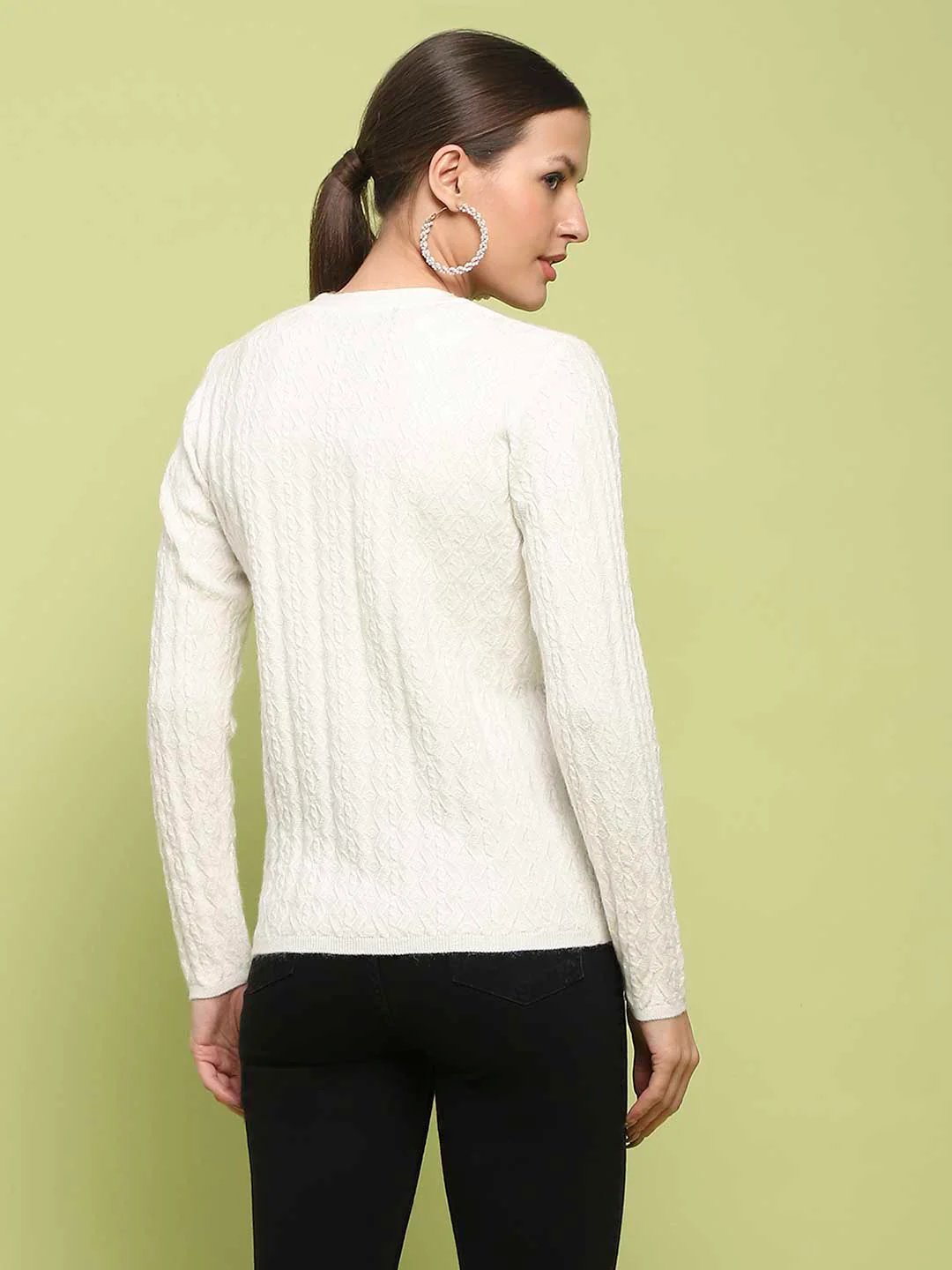 Madame Cable Knit Off White Cardigan - Image 6