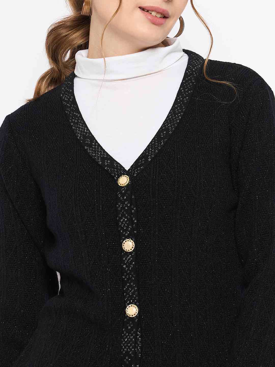 Madame Full Sleeve Button Down Black Cardigan - Image 7