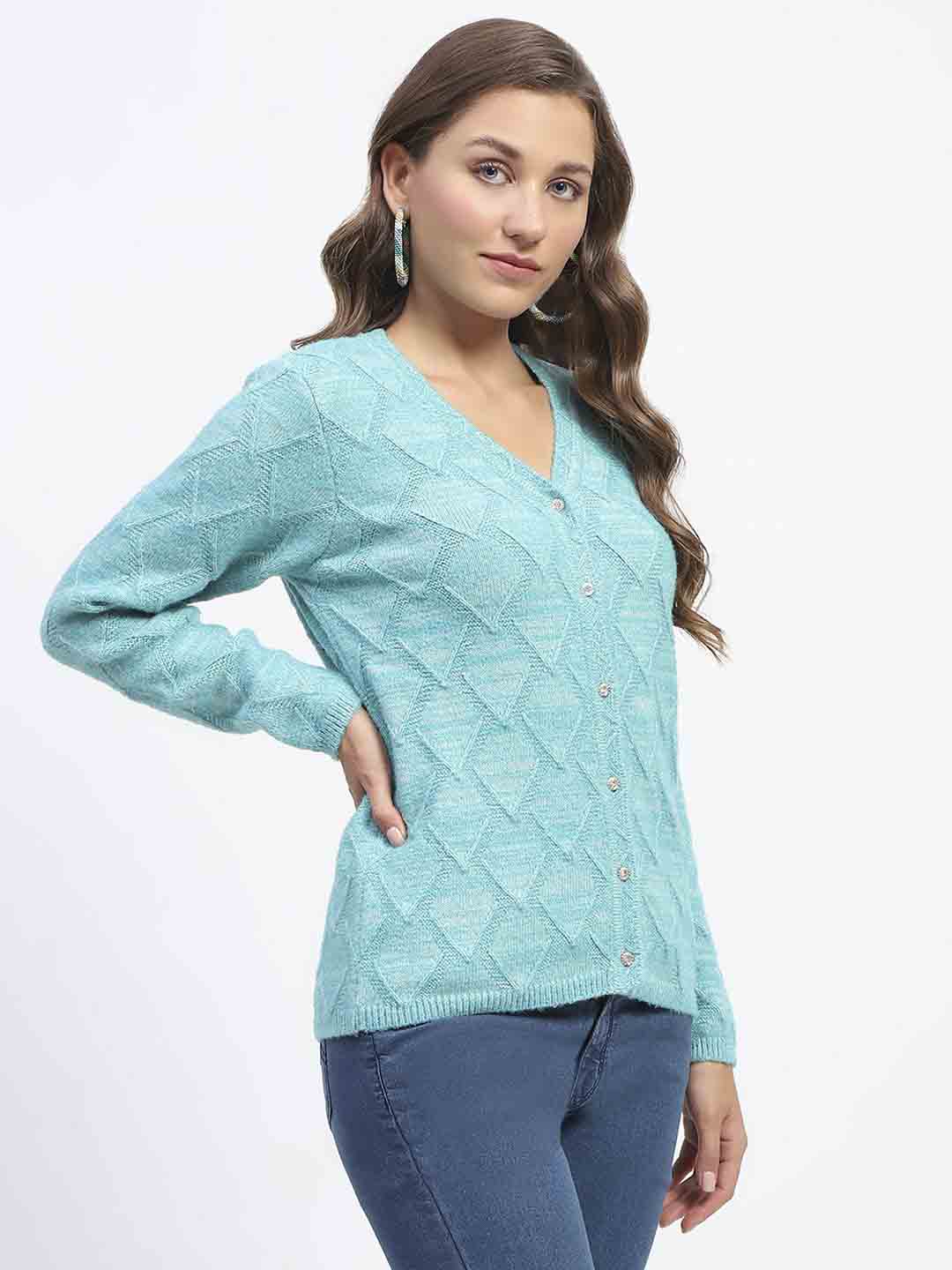 Madame V-Neck Sky Blue Cardigan - Image 4