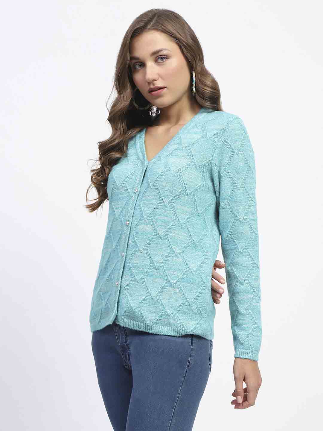 Madame V-Neck Sky Blue Cardigan - Image 5