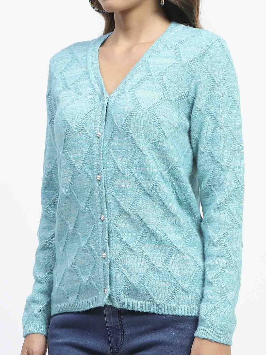 Madame V-Neck Sky Blue Cardigan - Image 7