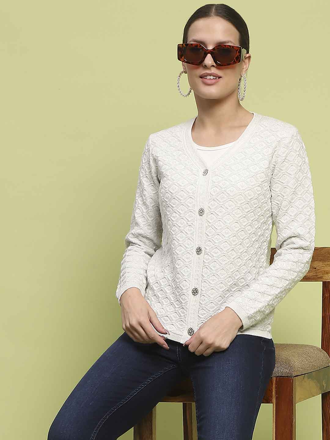 Madame Cable Knit Off White Cardigan