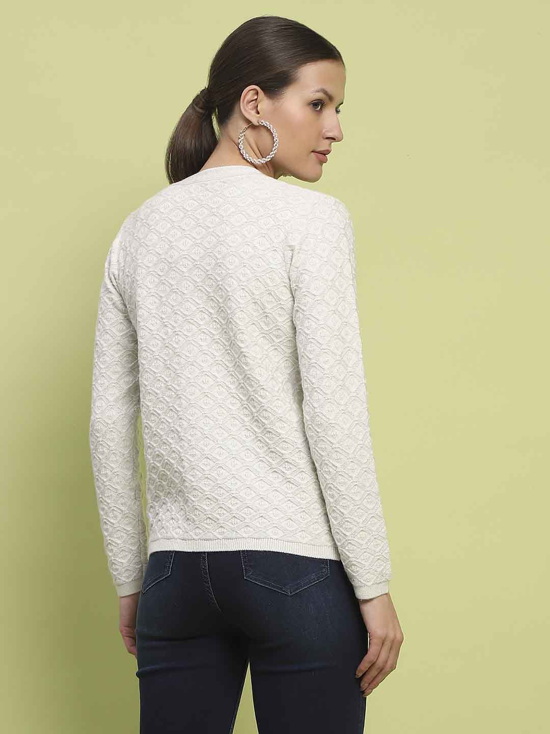 Madame Cable Knit Off White Cardigan - Image 6