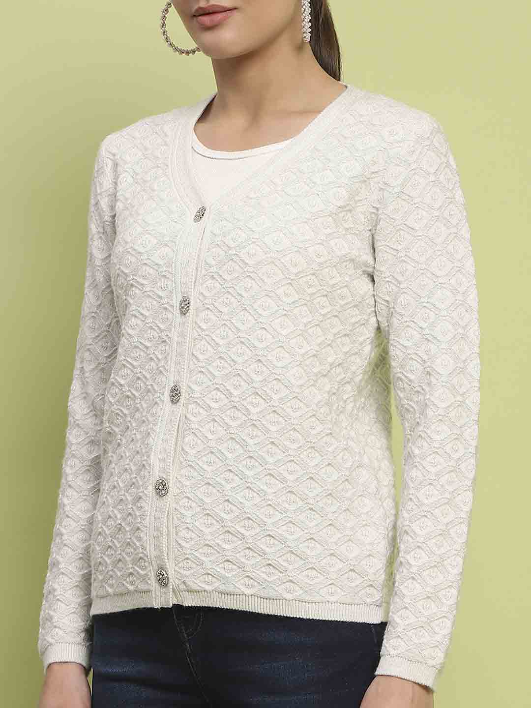 Madame Cable Knit Off White Cardigan - Image 7
