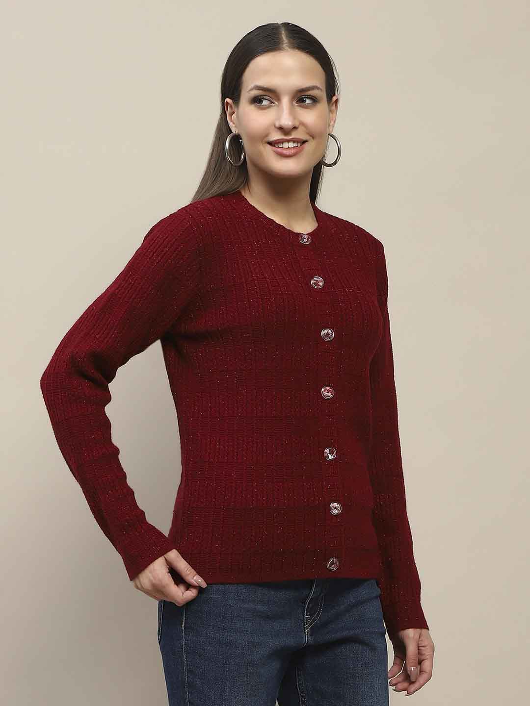 Madame Cable Knit Buttoned Red Cardigan - Image 4