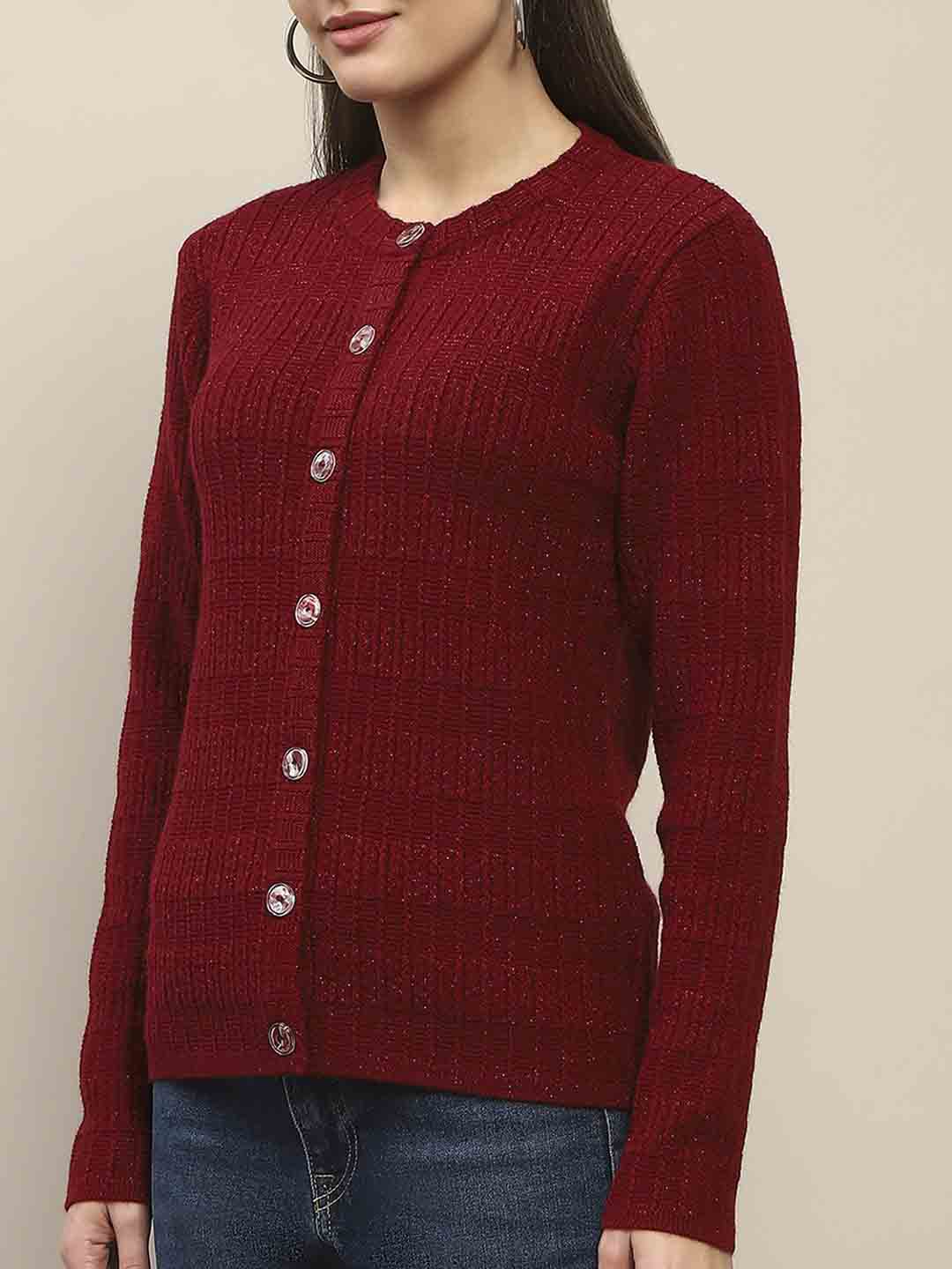 Madame Cable Knit Buttoned Red Cardigan - Image 7