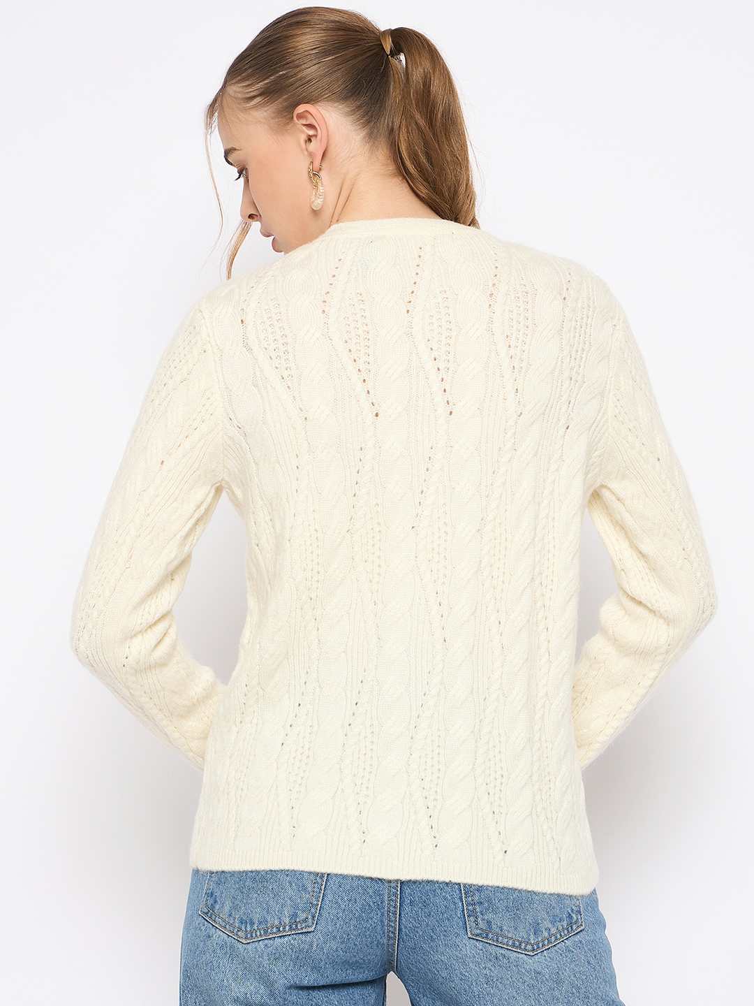 Madame Round Neck Off White Cardigan - Image 6