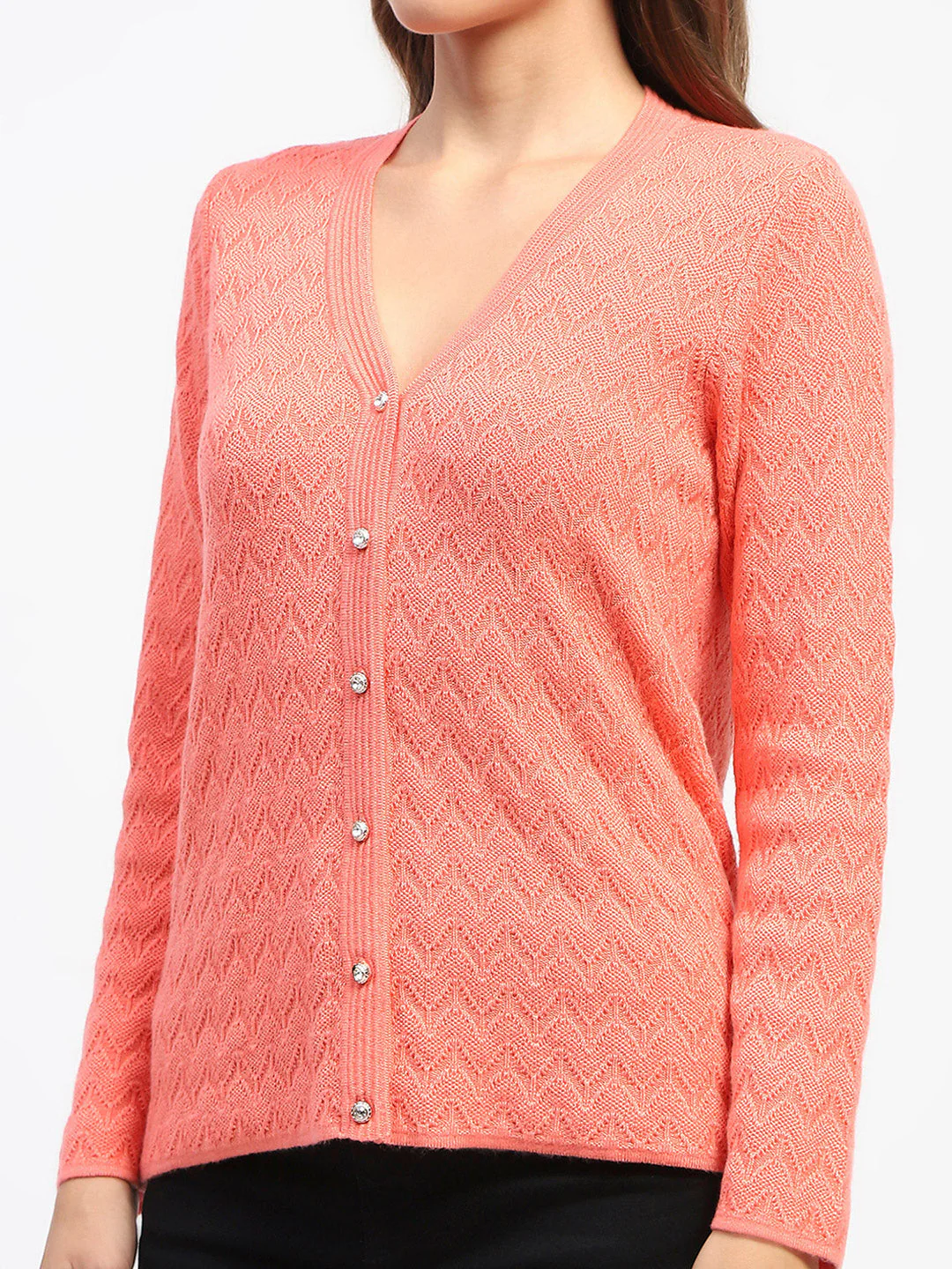 Madame Peach Self Designed V-Neck Cardigan - Image 6