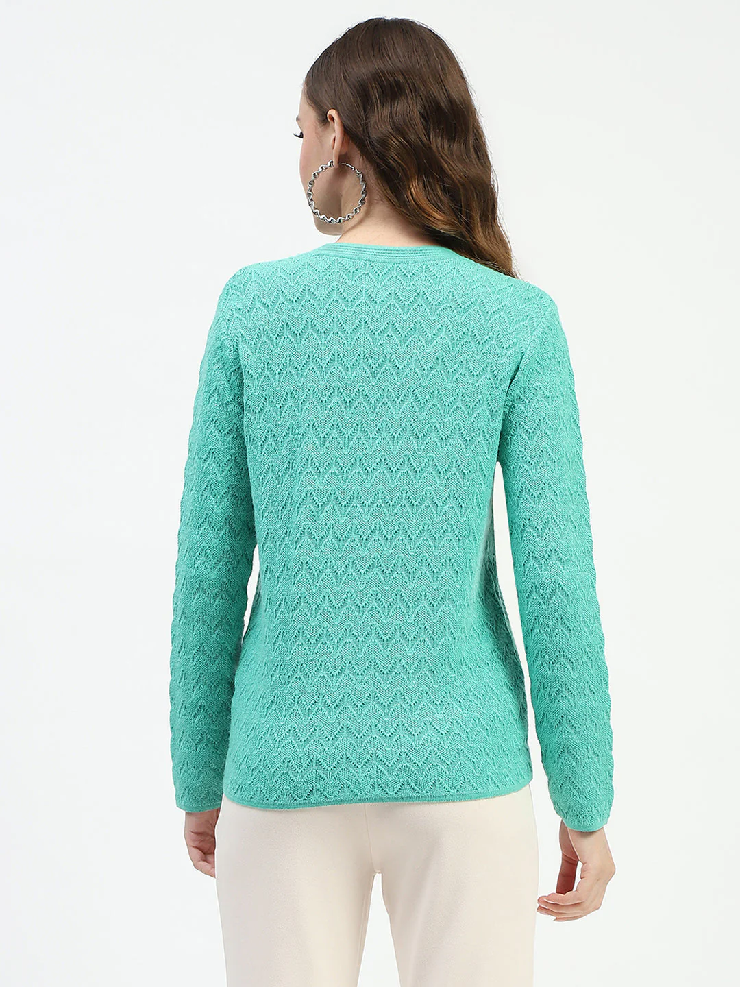 Madame Ribbed Knit Sea Green Button-Up Cardigan - Image 5