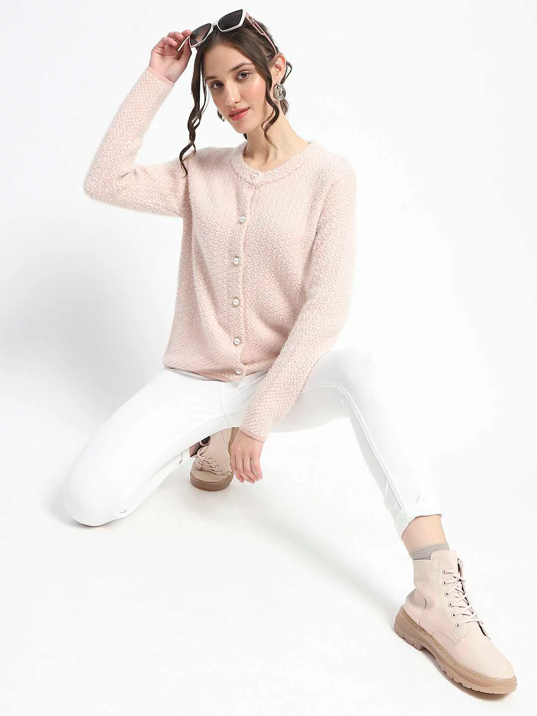 Madame Button Down Beige Cardigan - Image 2