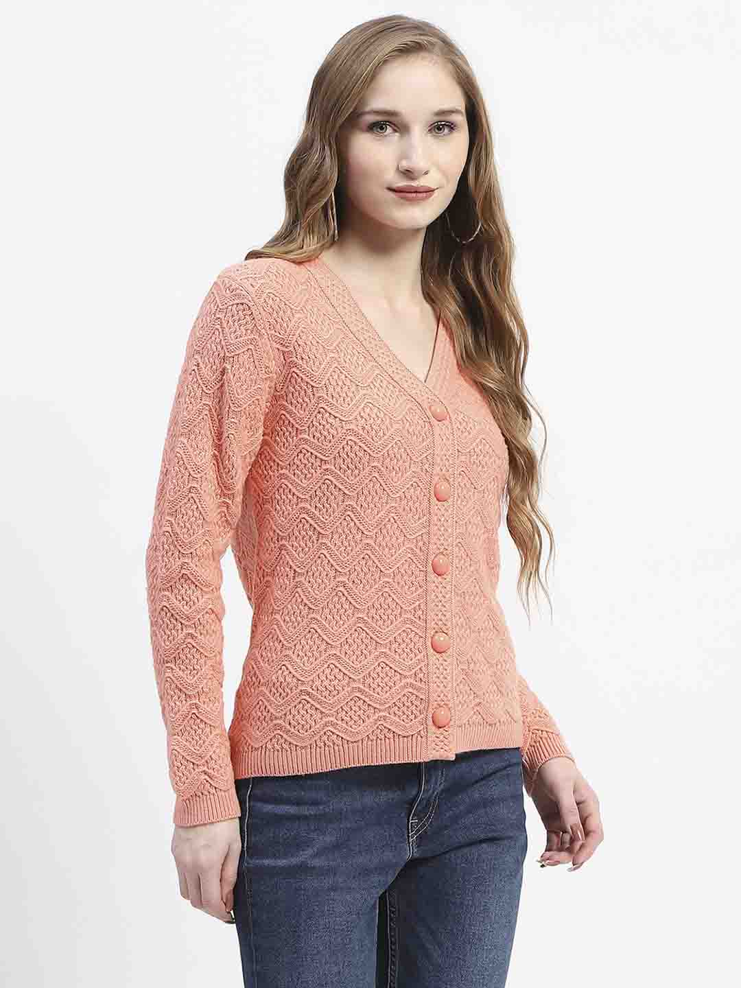 Madame Peach Cable Knit Button-Up Cardigan - Image 3
