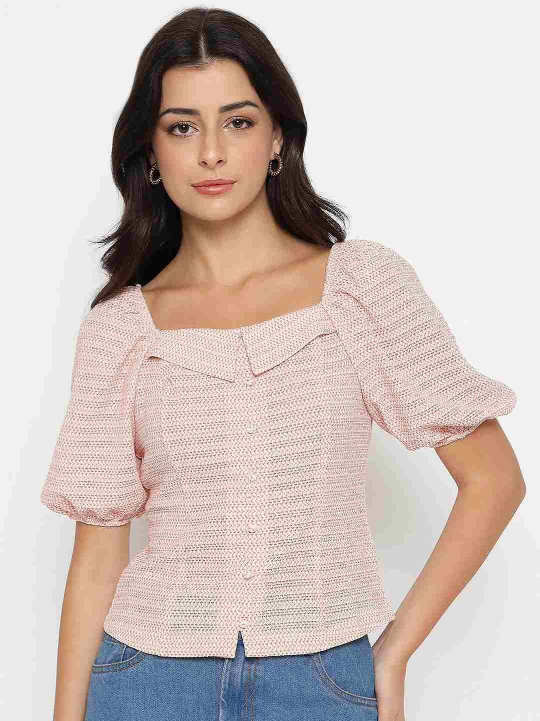 Madame Tie Detail Off Shoulder Hot Pink Top - Image 3