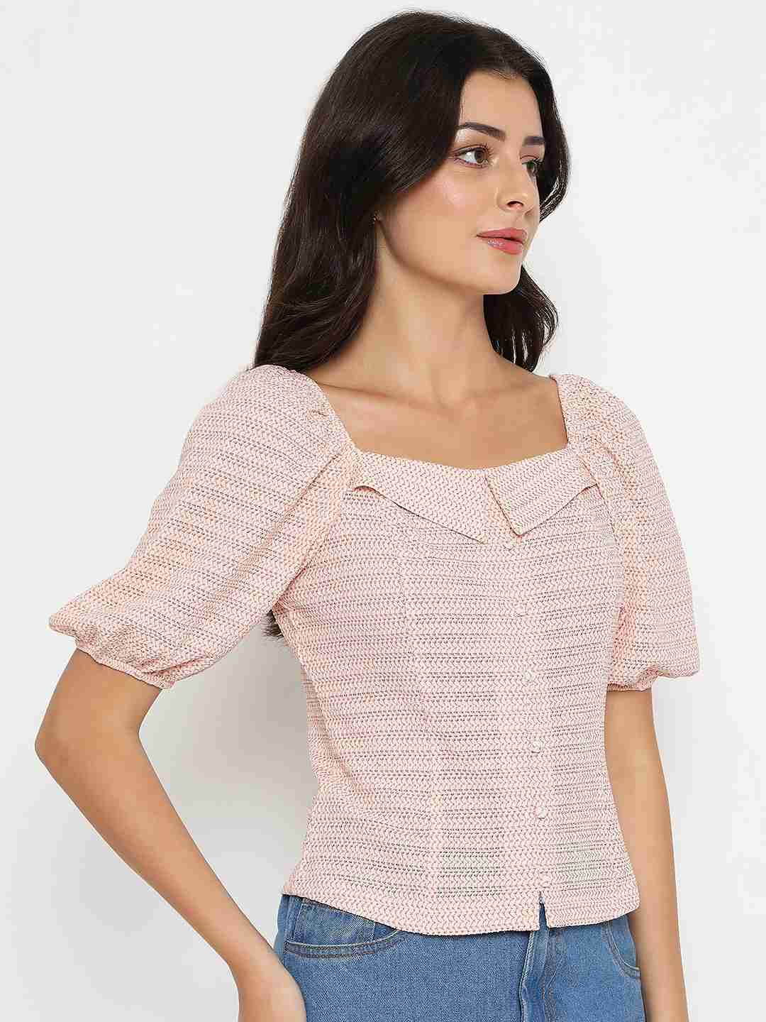 Madame Tie Detail Off Shoulder Hot Pink Top - Image 4