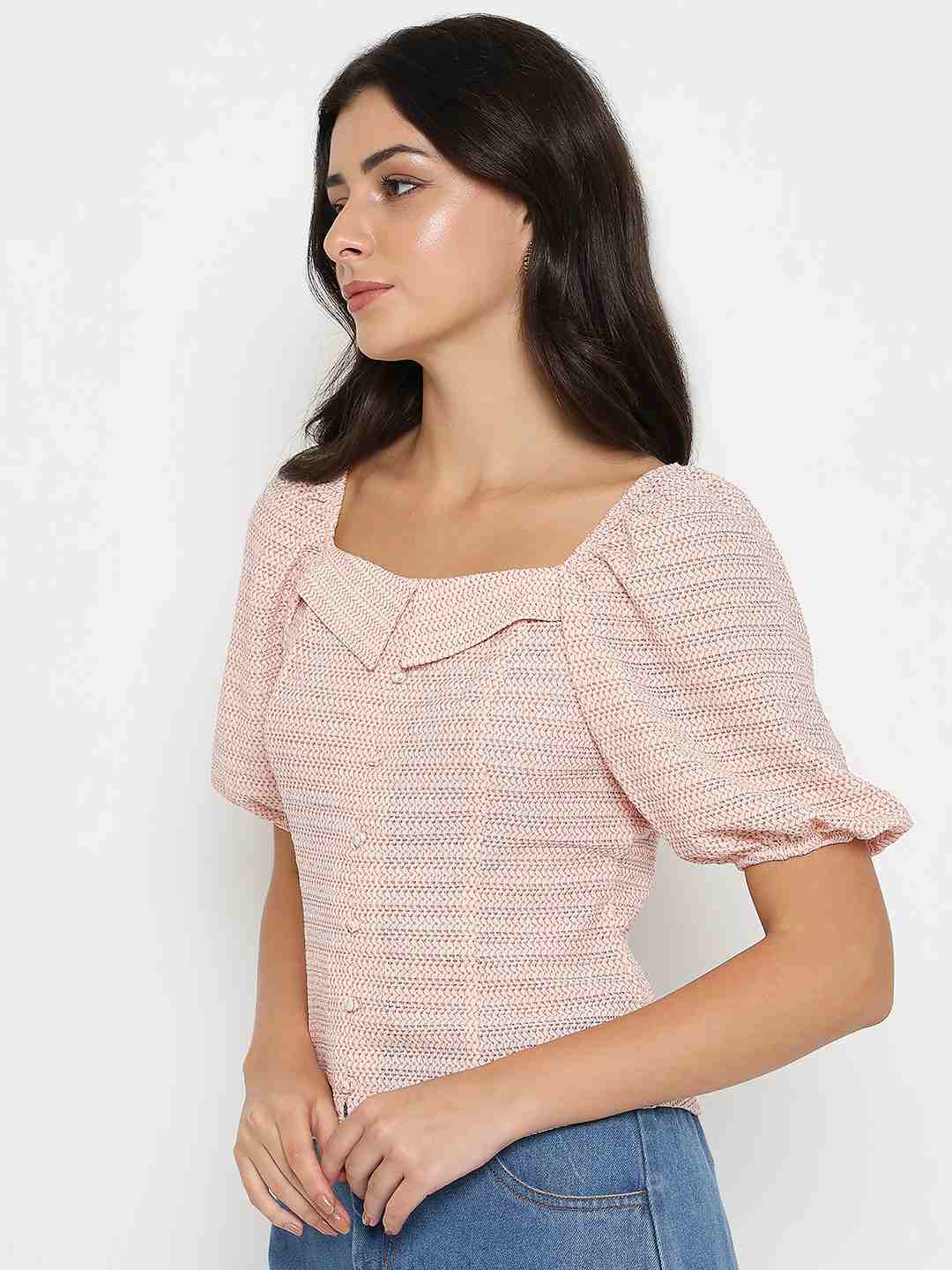 Madame Tie Detail Off Shoulder Hot Pink Top - Image 5