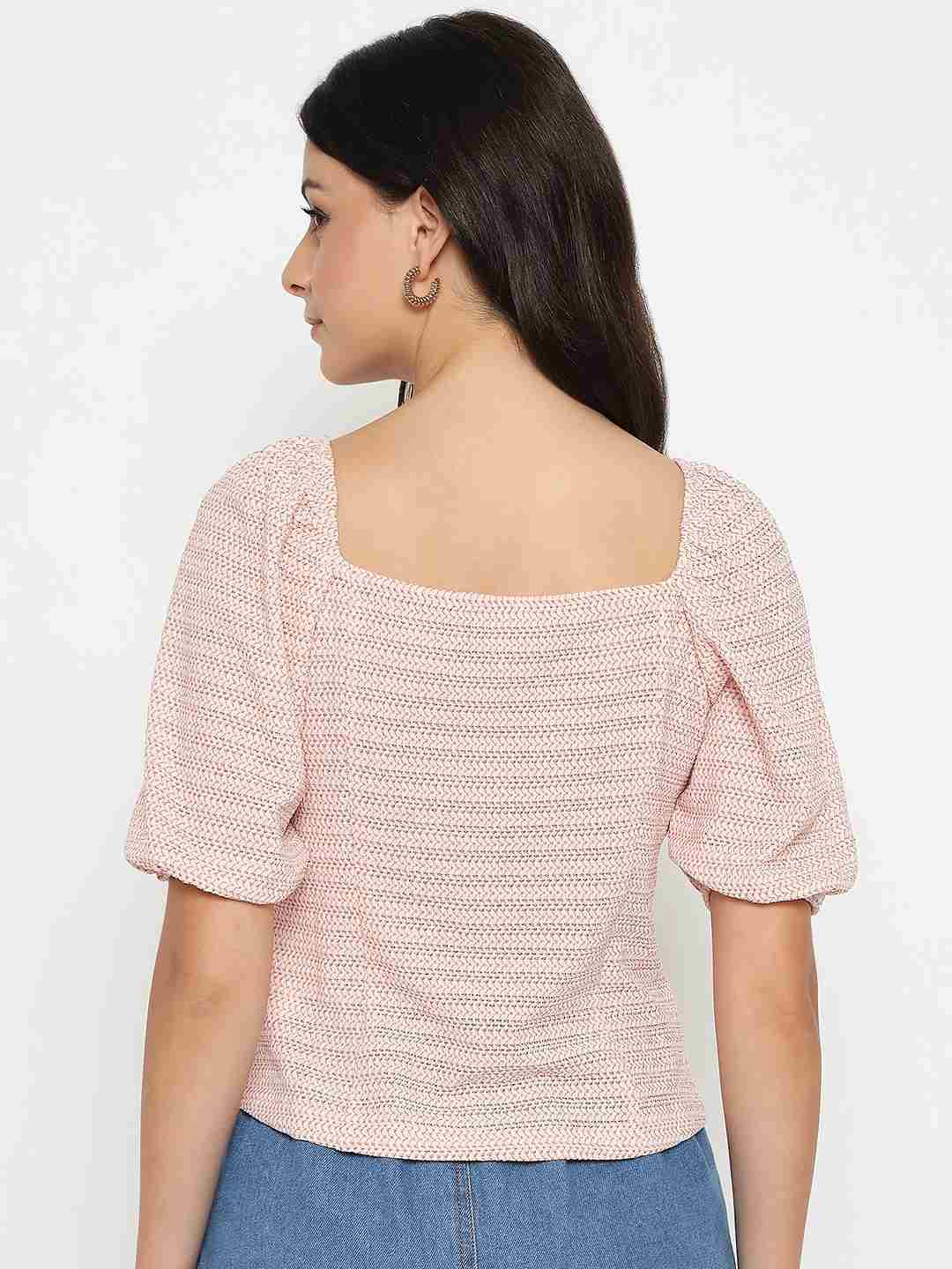 Madame Tie Detail Off Shoulder Hot Pink Top - Image 6