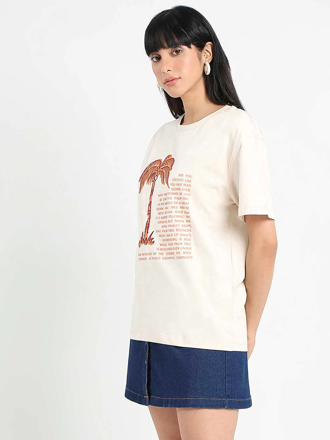 Madame Patchwork Detailed Cotton Beige Top - Image 2