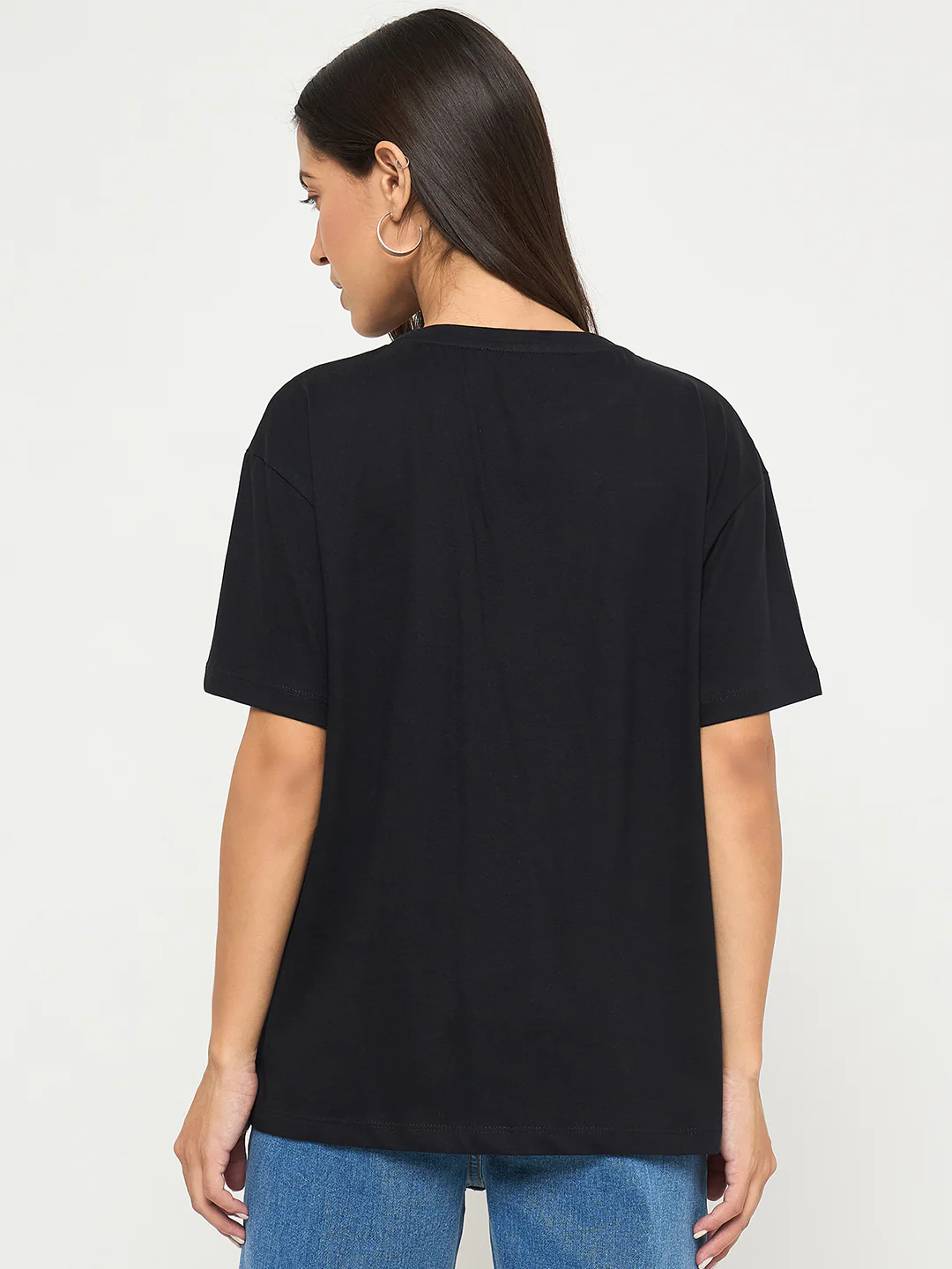 Madame Embroidery Patchwork Detailed Black Cotton T-shirt - Image 6
