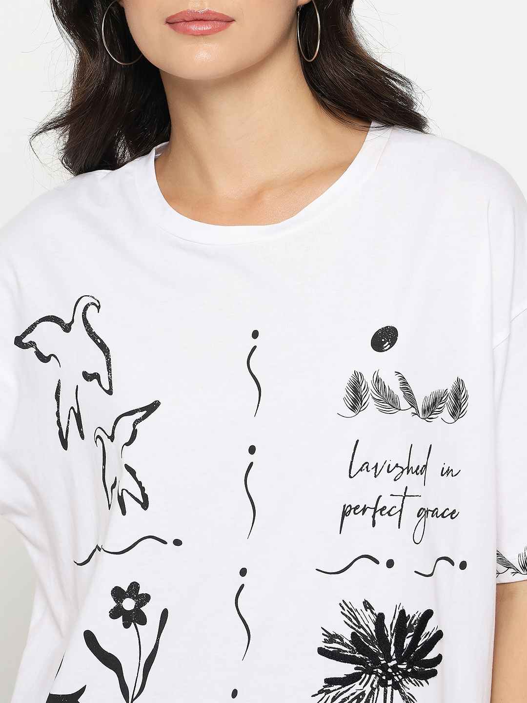 Madame Graphic Print Cotton White T-shirt - Image 7