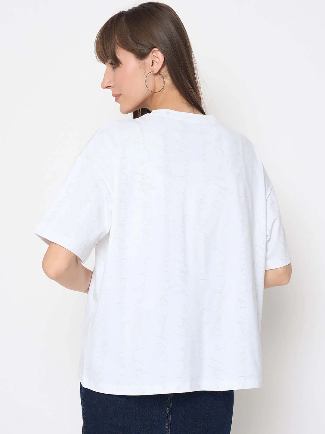 Madame Printed Handwork Detail White Sinker T-shirt - Image 6