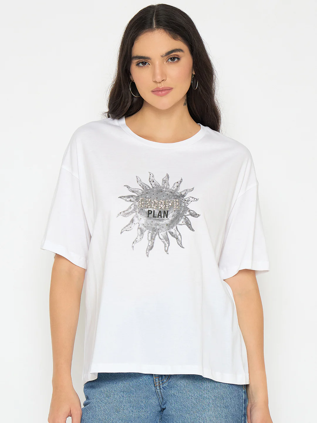 Madame Graphic Print White Cotton T-shirt - Image 3