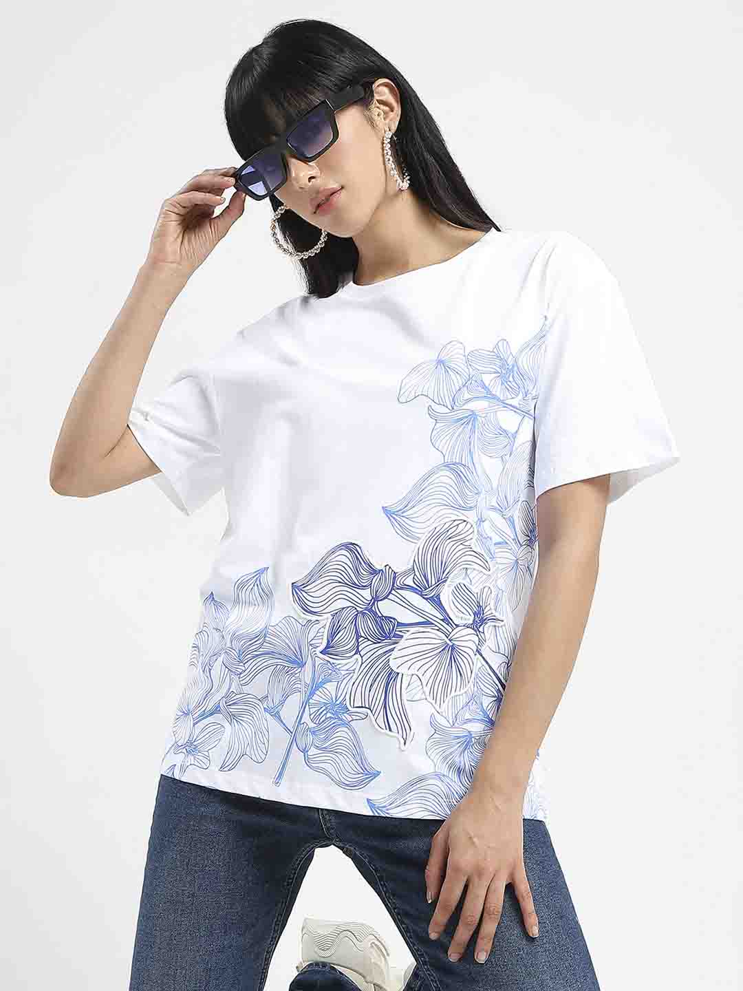 Madame Graphic Print Cord Detailed White Sinker T-Shirt - Image 6