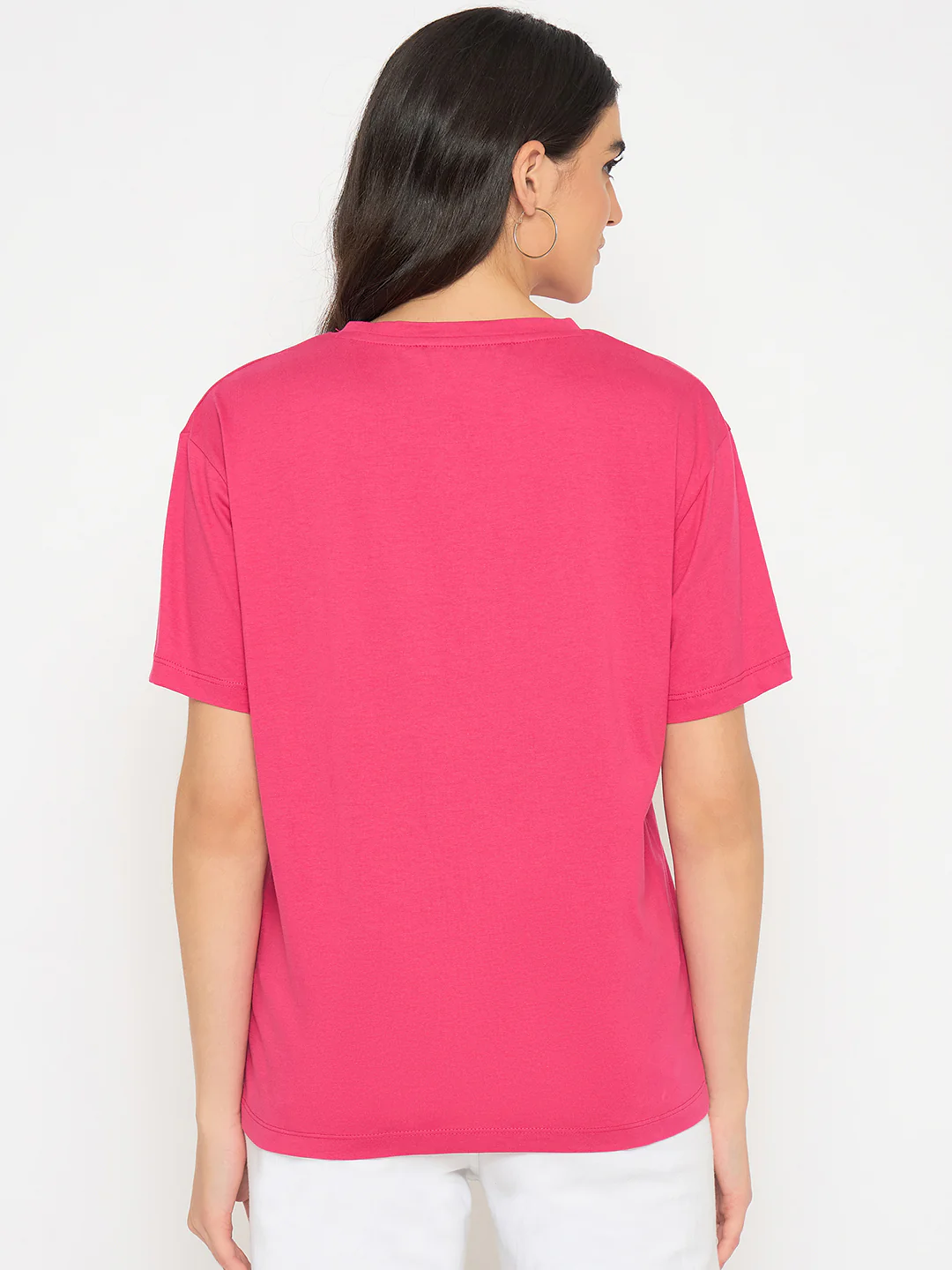 Madame Embroidered Hot Pink Cotton T-shirt - Image 6