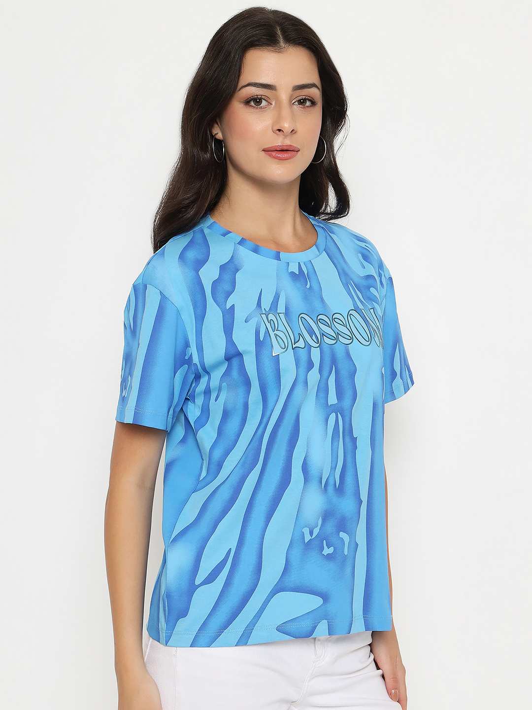 Madame Typography Print Half Sleeve Air Force Cotton T-shirt - Image 4