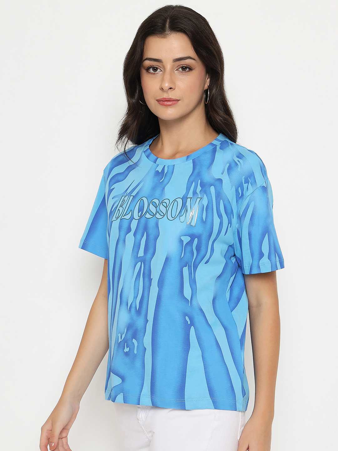 Madame Typography Print Half Sleeve Air Force Cotton T-shirt - Image 5
