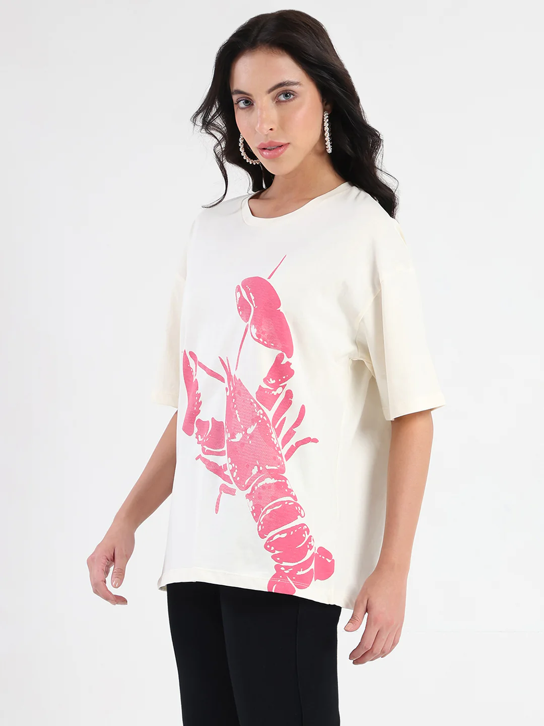 Madame Graphic Print Half Sleeve Off White Cotton T-shirt - Image 4