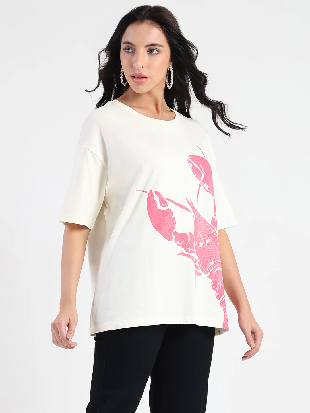 Madame Graphic Print Half Sleeve Off White Cotton T-shirt - Image 5