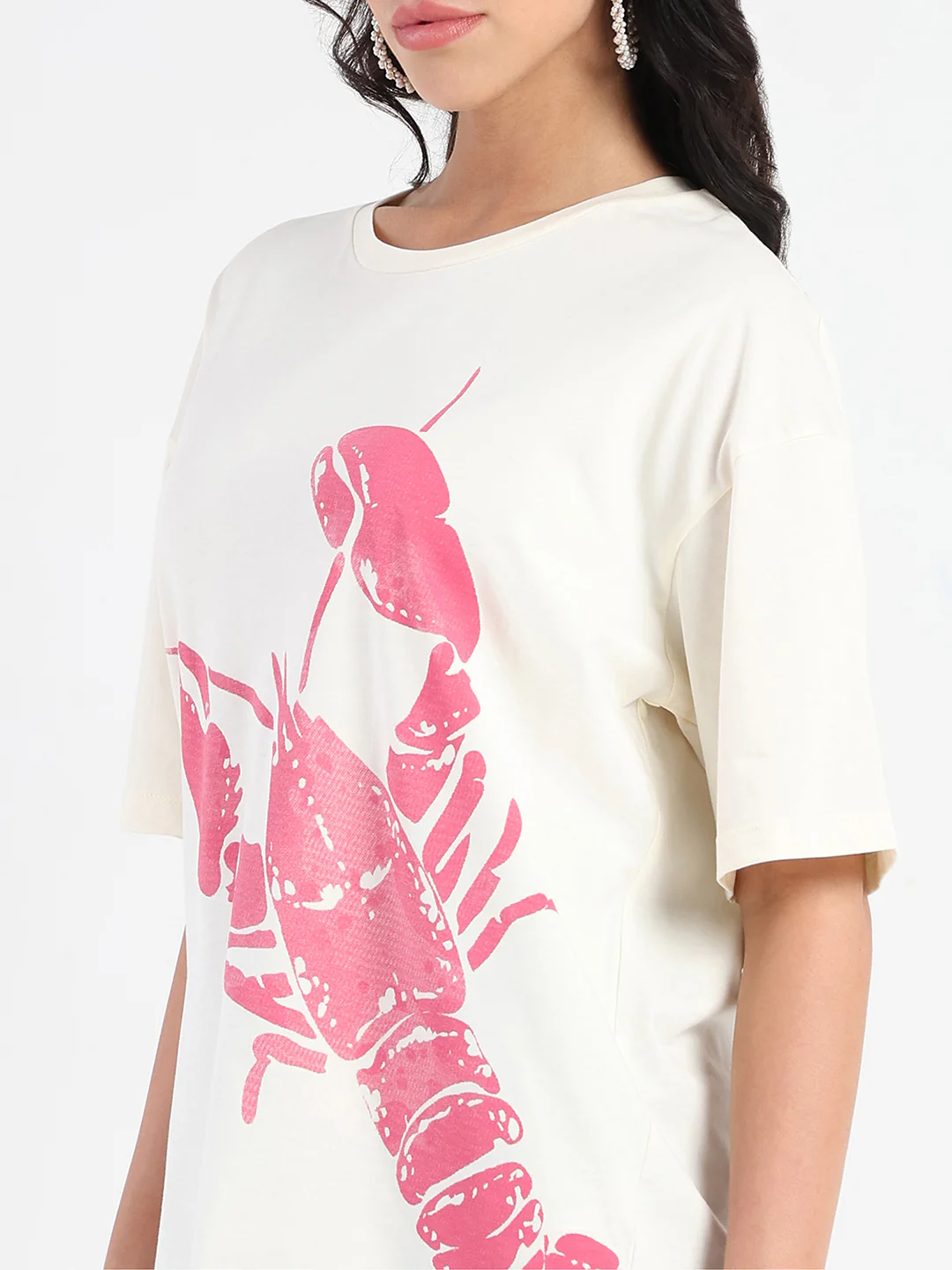 Madame Graphic Print Half Sleeve Off White Cotton T-shirt - Image 7