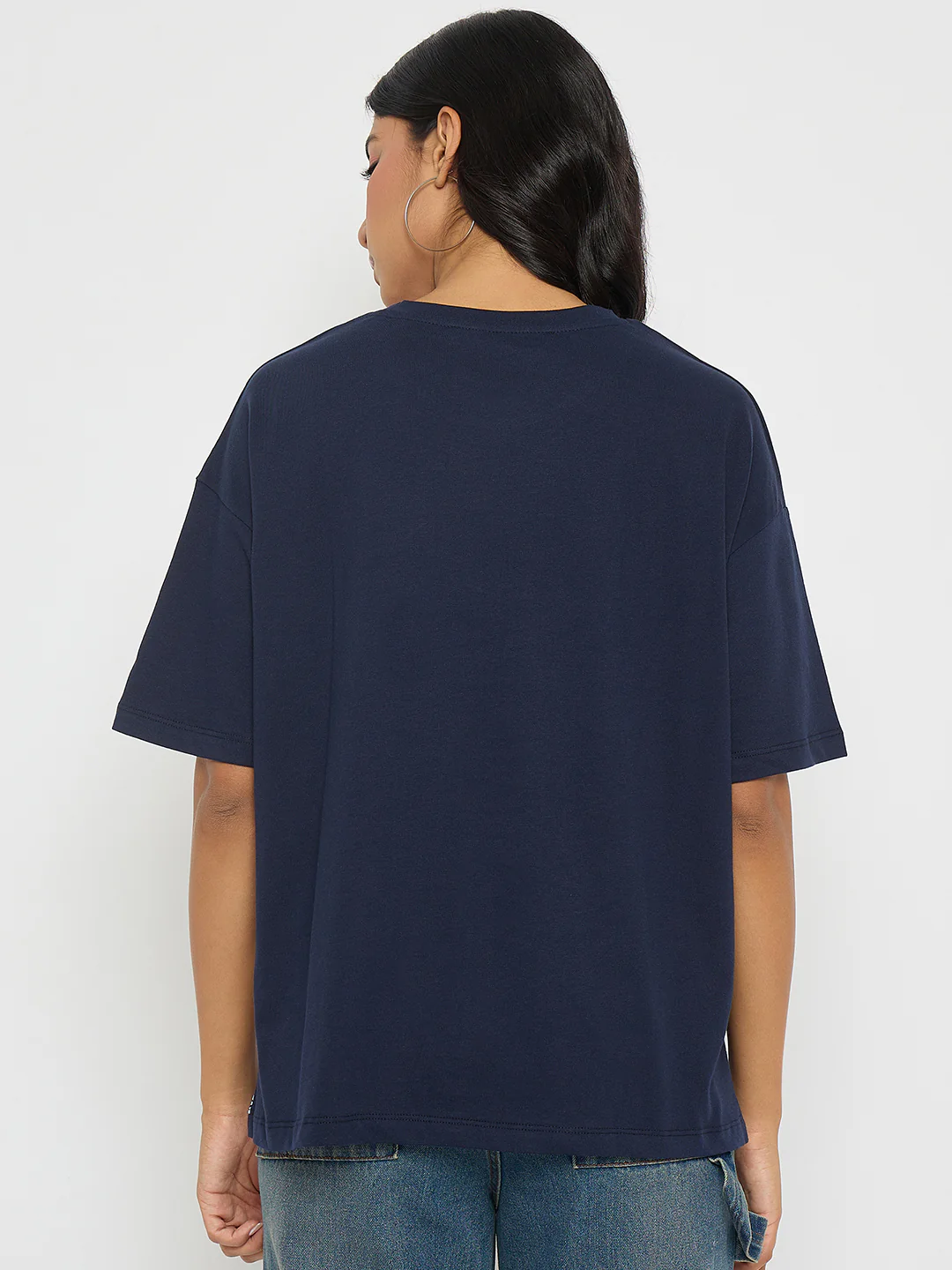 Madame Abstract Print Navy Blue Cotton T-shirt - Image 6